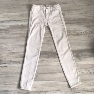 White Jeggings with Silver Trim